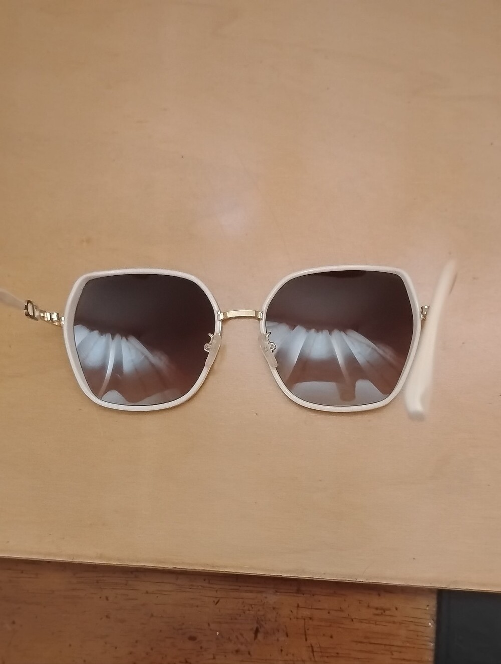 Brand New Women’s Square Sunglasses - White Frame, Brown Gradient Lenses